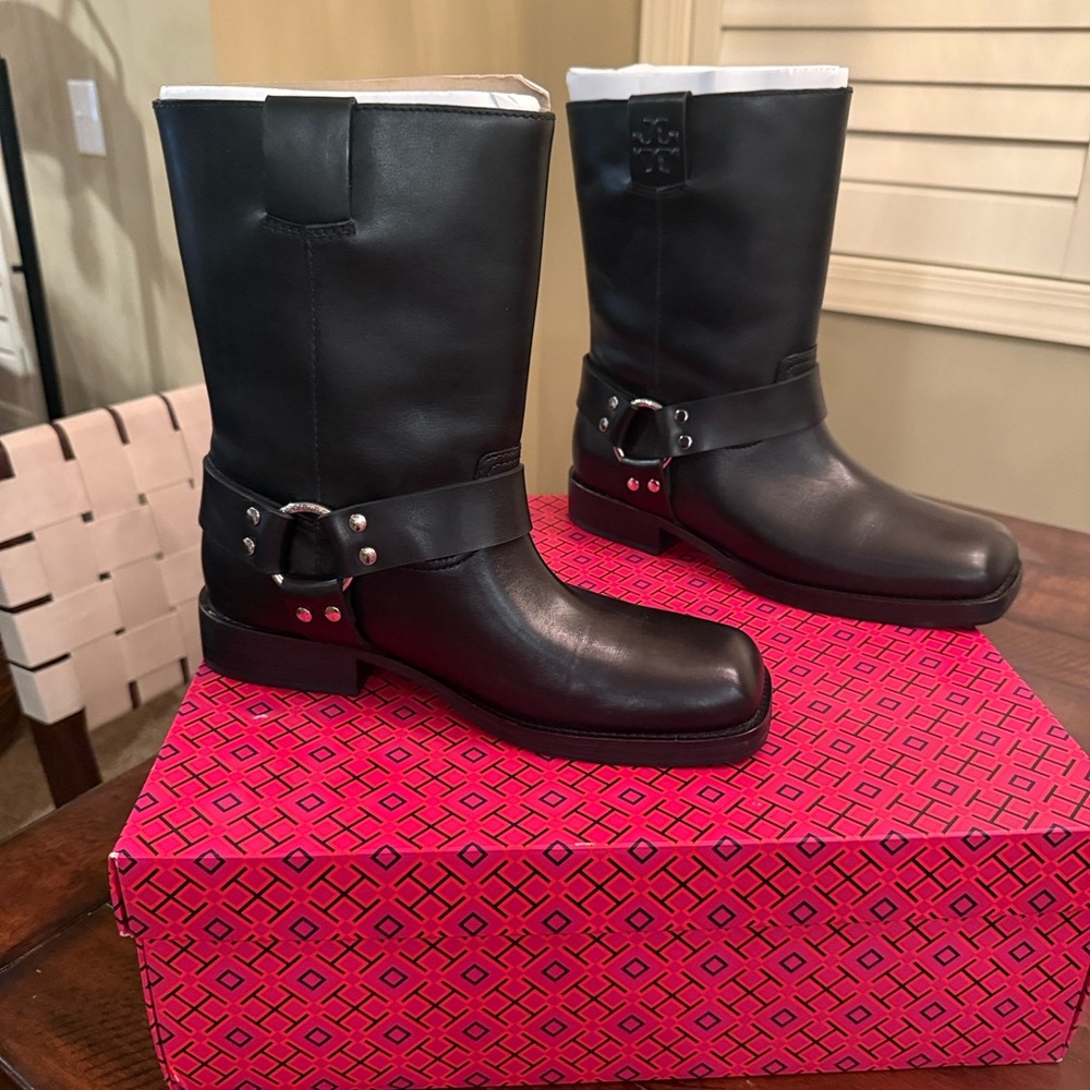 Tory Burch Black Combat & Moto Boots